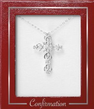 Confirmation Sterling Silver Filigree Cross Necklace