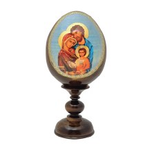 Blue Holy Family Orthodox Icon Egg 16cm