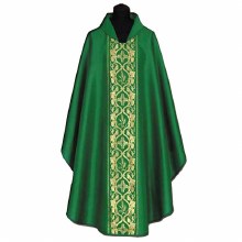 Green Chasuble with printed Eucharistic motifs