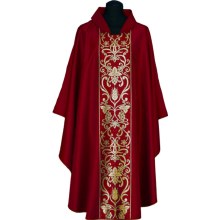 Dark Red Chasuble with Gold Crosses Design