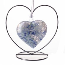 White and Blue Glass Friendship Heart (10cm)