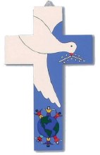 Dove of Peace Hand Painted Cross (10cm)