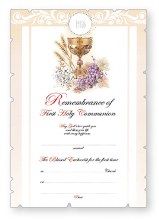 Symbolic First Holy Communion Certificate