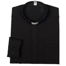 364 Black Clergy Shirt Long Sleeves 42cm