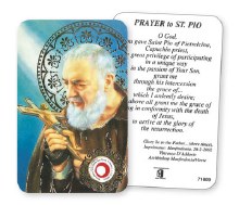 St Pio Prayer Leaflet with Relic