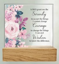 Serenity Glass Plaque Wooden Base