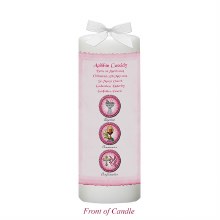 Pink Parchment BCC Christening Candle