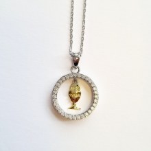 Additional picture of First Communion Pendant two tone with floating gold Chalice