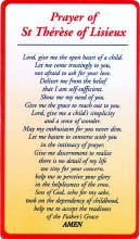 St Therese of Lisieux Prayer card