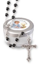 First Holy Communion Hematite Rosary Beads