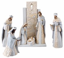 Siver and Gold Nativity Scene with backdrop