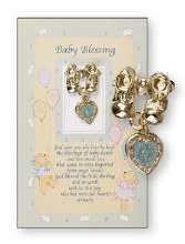 Blue Baby Booties Pin with Prayer