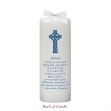 Additional picture of Celtic Cross Blue Christening Candle