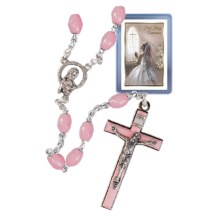 Pink First Holy Communion Rosary Beads