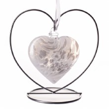 Pearl White Glass Friendship Heart (10cm)