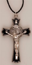 Metal Black St Benedict Crucifix (8cm)