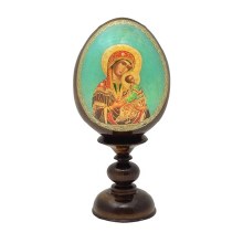 Green Madonna and Child Orthodox Icon Egg 16cm