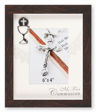 Brown First Holy Communion Wood Style Photo Frame