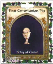 First Communion Chalice Pin Gold colour on Card