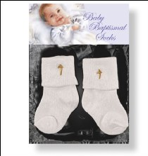 White Baptismal Baby Sock Set