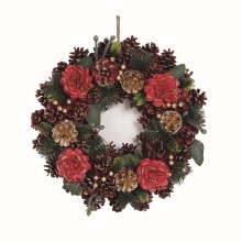 Red Floral Cone Wreath 38cm