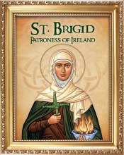 St Brigid Gold Frame Picture (25x 20cm)