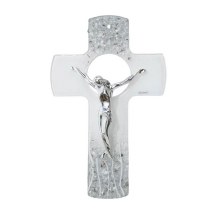 Silver Chiara Murano Glass Cross (16cm)