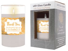 Thank yoy  LED Glass Candle (13x 8cm)
