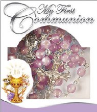 Pink Glass Rosary Beads for First Communion Pink Glass Rosary Beads for First Communion