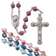 White and Pink Murano Glass Rosary Beads