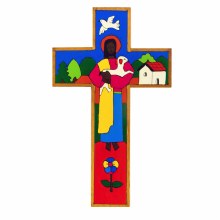 Traditional Good Shepherd Painted Wooden Cross (8cm) Traditional Good Shepherd Painted Wooden Cross (8cm)
