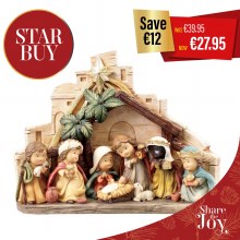 Nativity Scene with Stable Backdrop (20cm)
