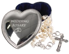 Pearl Wedding Rosary Beads in Silver Gift Box