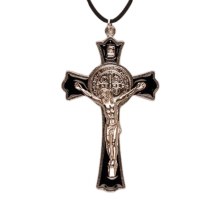 Metal Black St Benedict Crucifix (8cm)
