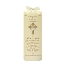 Claddagh Cross & Shamrock Gold Wedding Remembrance Candle