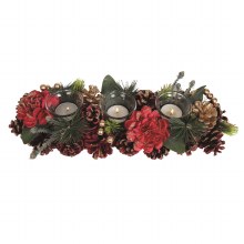 Red Floral and Pine 3 Tealight Holder