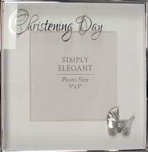 Christening Photo Frame with Pram Icon