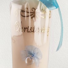 Additional picture of Handmade Christening  Candle with Blue Heart ang Gold Cross (22cm)