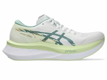 Asics Magic Speed 4 Women's Running Shoes White Celadon Size 5