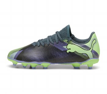 Puma Future 7 Play Firm Ground Junior Football Boots Grey Skies Elektro Purple Size 10