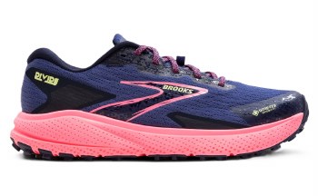 Brooks Divide 5 GTX Women's Trail Running Shoes Grey Blue Pink Lime Size 5