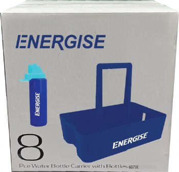 Energise Hygiene 8 Piece 1 Litre Waterbottles & Carrier Set