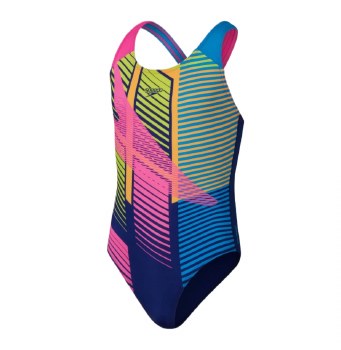 Speedo Girls Digital Placement Splashback Swimsuit Blue Pink Age 7-8