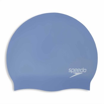 Speedo Long Hair Silicone Swim Cap Blue Purple Adults