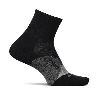 Feetures Elite Light Cushion Quarter Sock Black Size 9-11 Uk