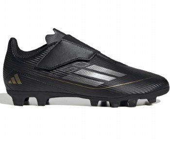 Adidas F50 Club Velcro Firm Ground Junior Football Boots Black Iron Metal Gold Metal Size 10
