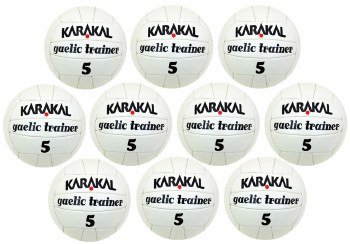 Karakal Gaelic Trainer Football Size 5 Value Pack 10 White
