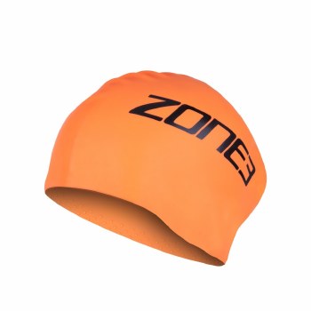 Zone3 Silicone Swim Cap Long Hair Neon Orange