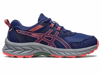 Asics Pre Venture 9 GS Kid's Running Shoes (Indigo Blue  Papaya) Size 5