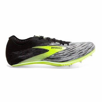 Brooks QW-K V4 Unisex Running Spikes (Black Grey Lime) 7.5